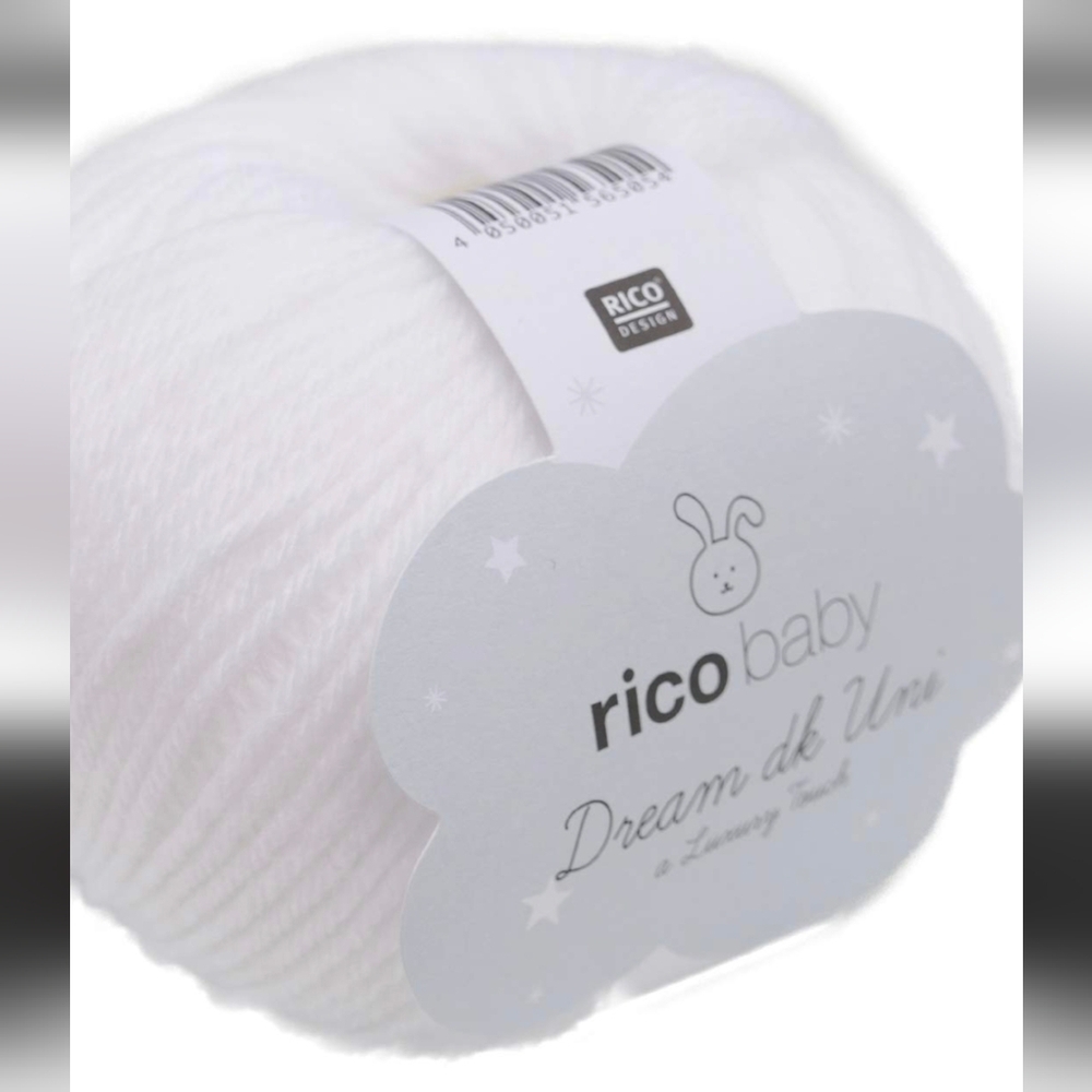 Yarn Rico Baby Dream dk Uni a Luxury Touch Yarn White 50g